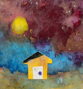 AE Originals Amy E Bartell Original Art Painting Little House Big Sky Mixed Media  aebartell 